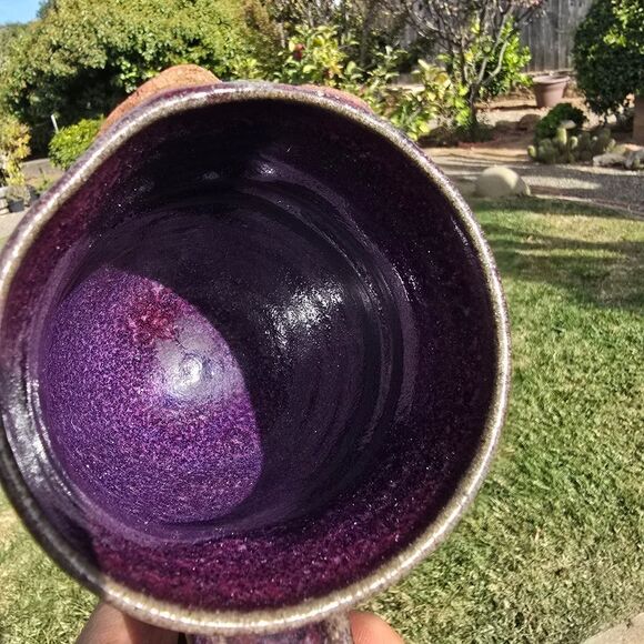 Handcrafted Ceramic Face Mug - Purple Signed Rogers - Picture 5 of 8